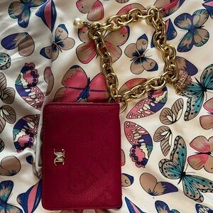 Juicy Couture Hot Pink Quilted ID Card Holder with Gold Chain